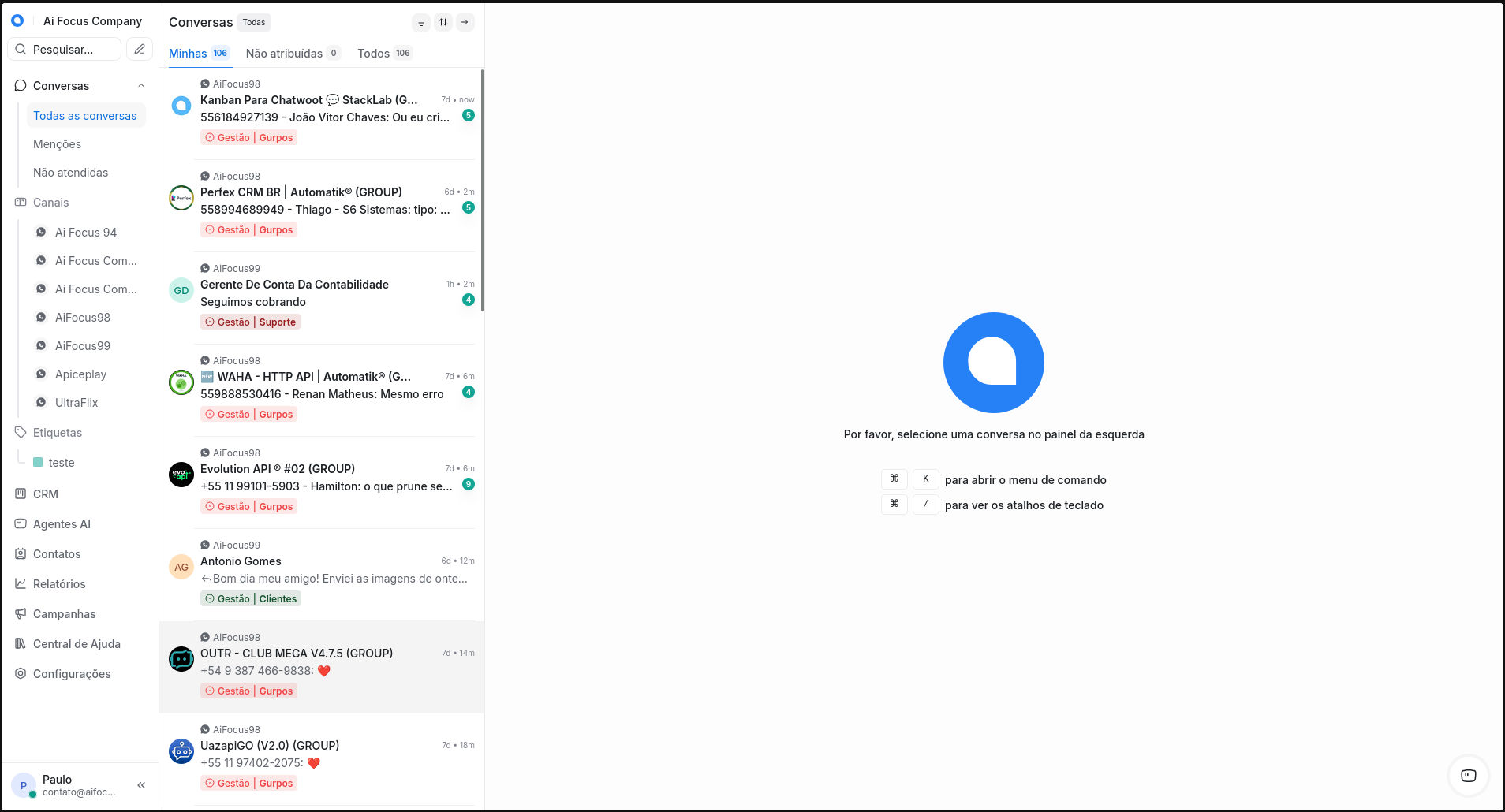 Exemplo de conversa automatizada com IA Captain